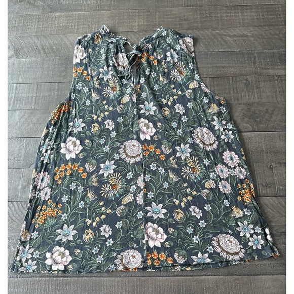 Loft women's Green floral sleeveless blouse Size XL - Picture 6 of 10
